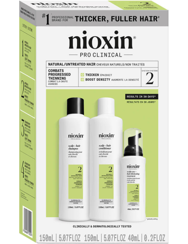 NIOXIN Hair Care System 2 Kit for NATURAL hair with PROGRESSED thinning, 150ml+150ml+40ml