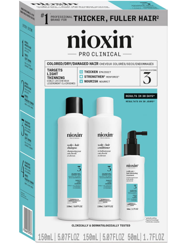 NIOXIN Hair Care System 3 Kit for COLORED hair with LIGHT thinning, 150ml+150ml+50ml