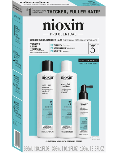 NIOXIN Hair Care System 3 Kit for COLORED hair with LIGHT thinning, 300ml+300ml+100ml