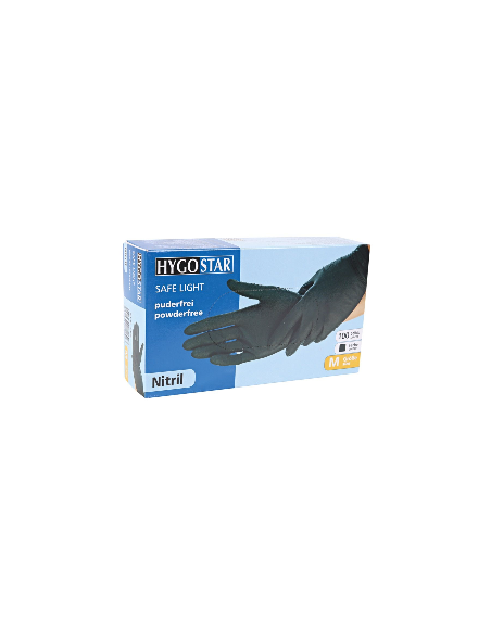 Cimdi Nitrylex PF Black | Nitrila | Bez pūdera (Medium, 7-8) | Melni 100 gab.
