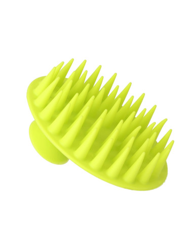 Scalp massage brush, silicone, lime