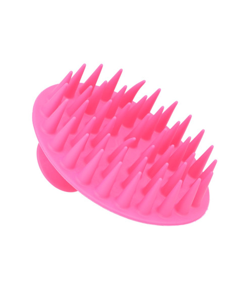 Scalp massage brush, silicone, fuchsia